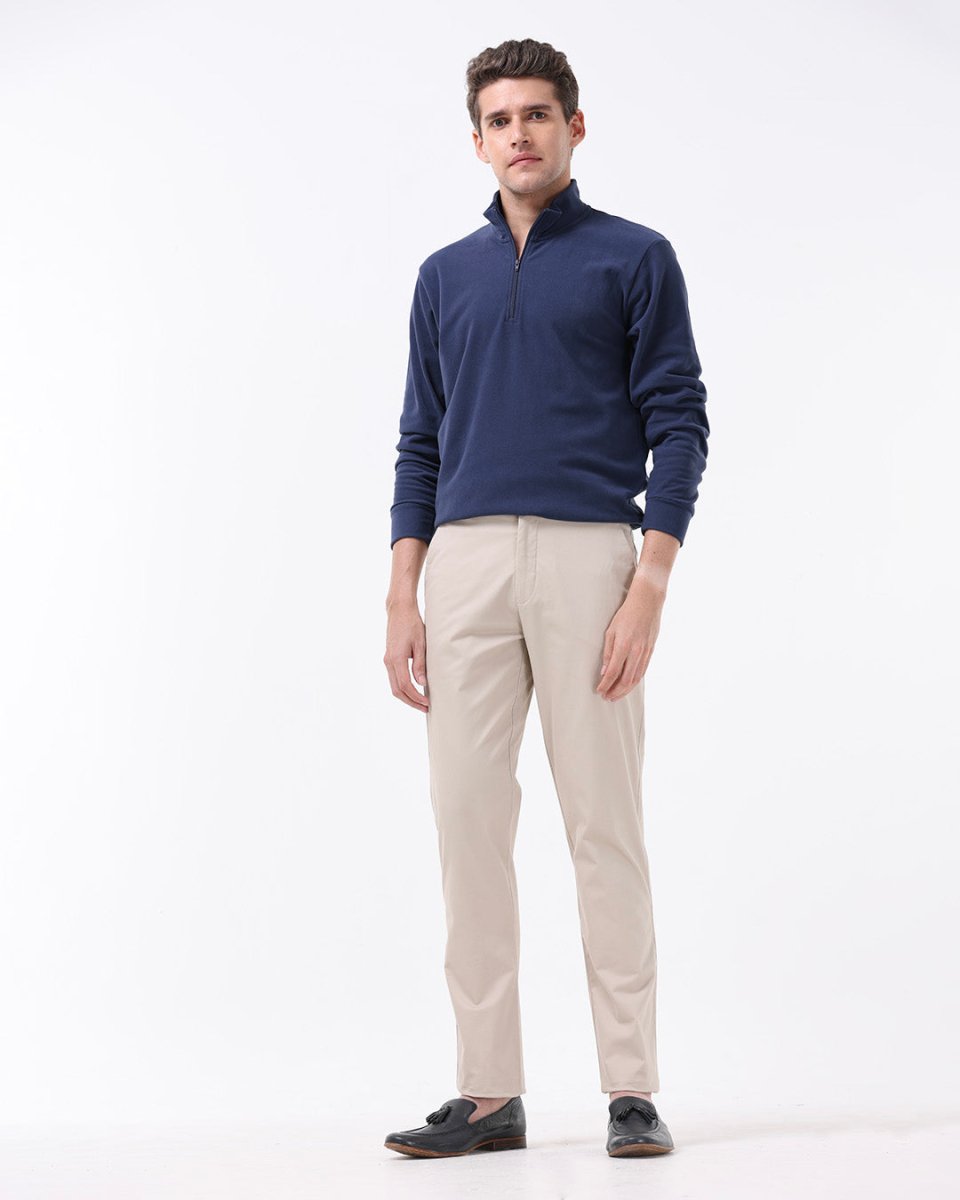 TAILORAEDGE Soft Cotton Chinos In Cream