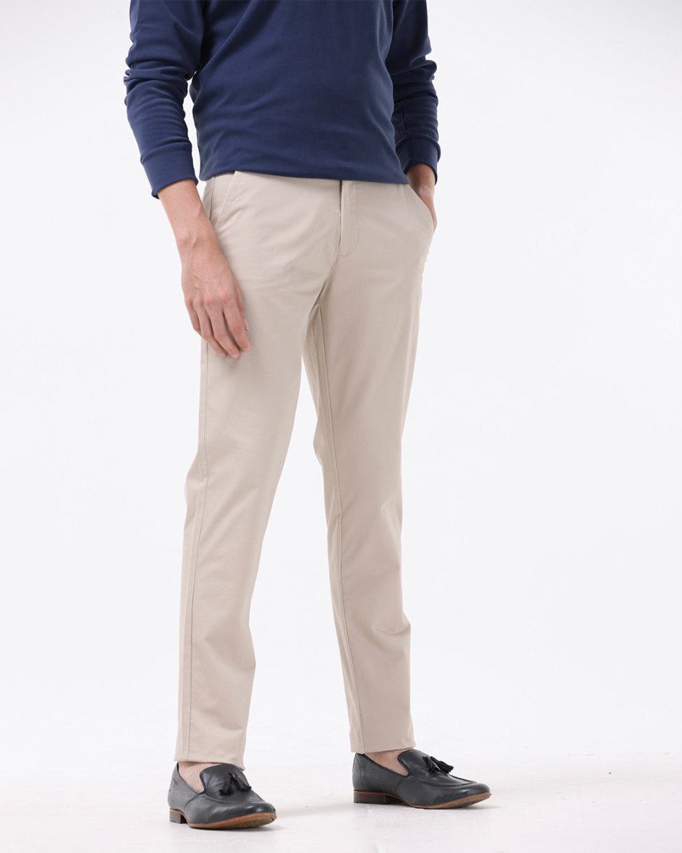 TAILORAEDGE Soft Cotton Chinos In Cream