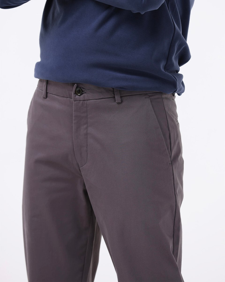 TAILORAEDGE Soft Cotton Chinos In Dark Grey
