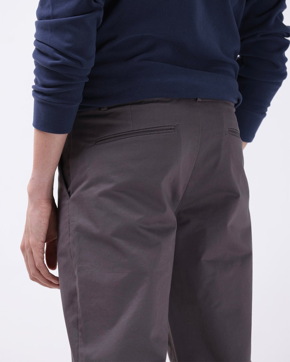 TAILORAEDGE Soft Cotton Chinos In Dark Grey