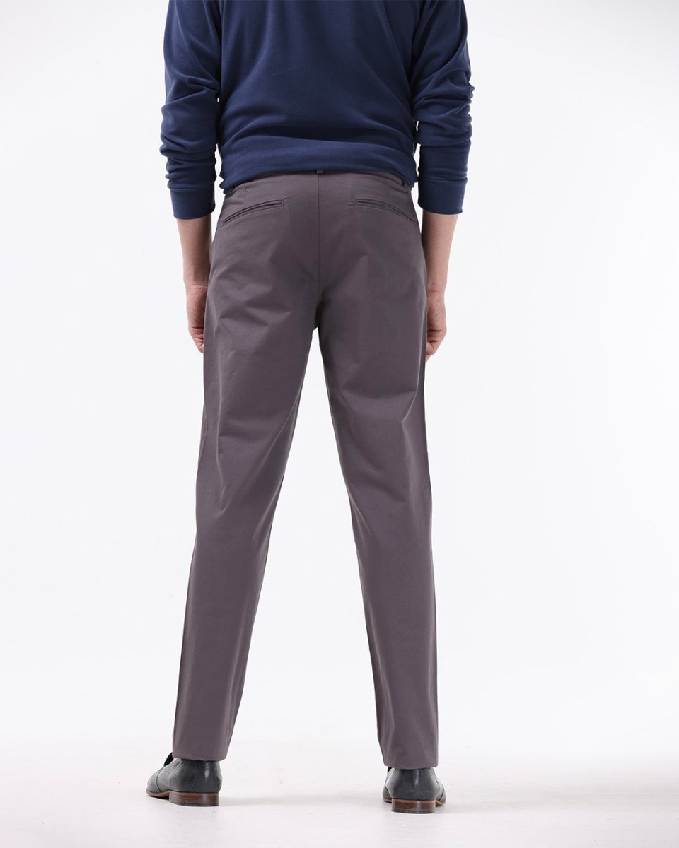 TAILORAEDGE Soft Cotton Chinos In Dark Grey