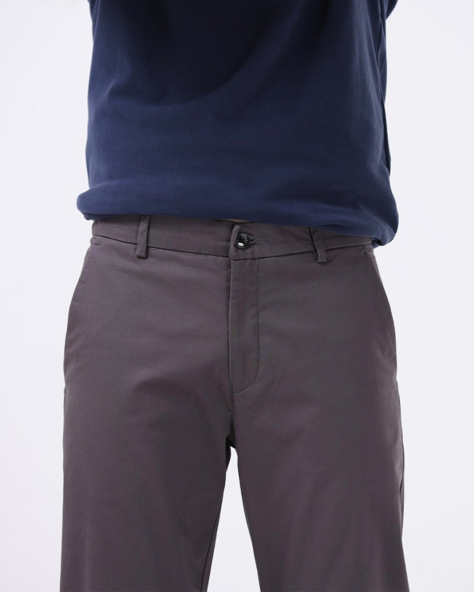 TAILORAEDGE Soft Cotton Chinos In Dark Grey