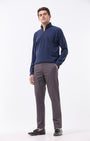 TAILORAEDGE Soft Cotton Chinos In Dark Grey