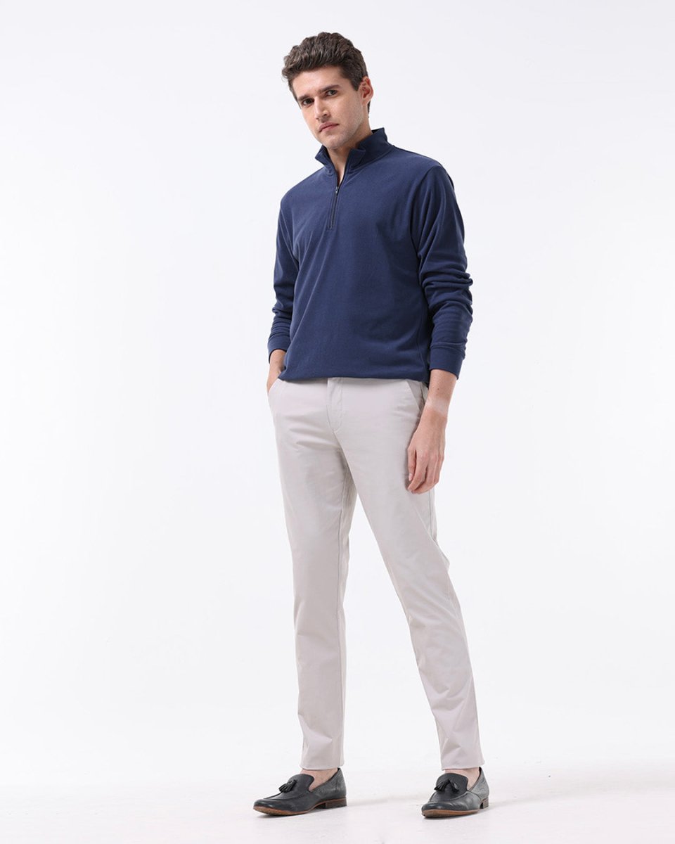 TAILORAEDGE Soft Cotton Chinos In Ecru