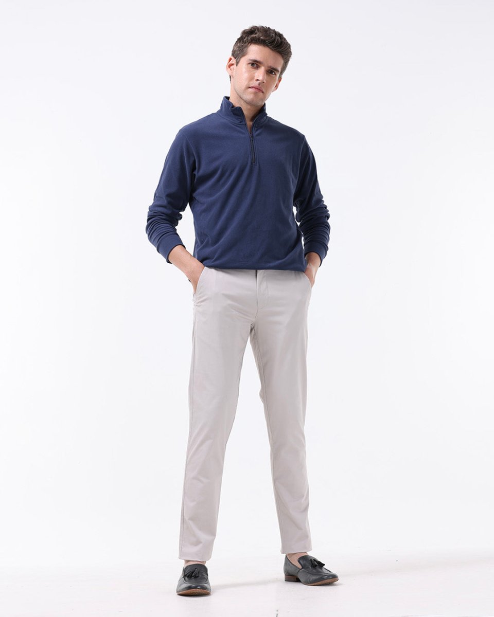 TAILORAEDGE Soft Cotton Chinos In Ecru