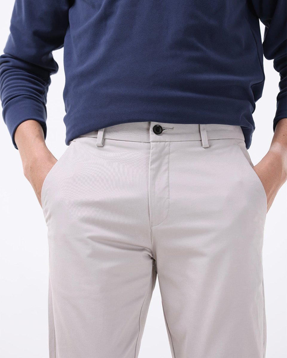 TAILORAEDGE Soft Cotton Chinos In Ecru