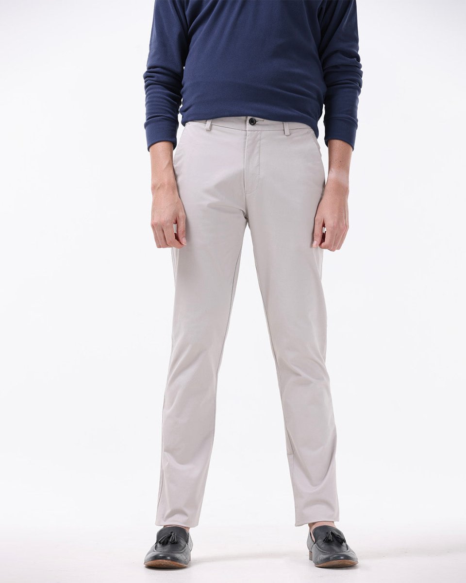 TAILORAEDGE Soft Cotton Chinos In Ecru