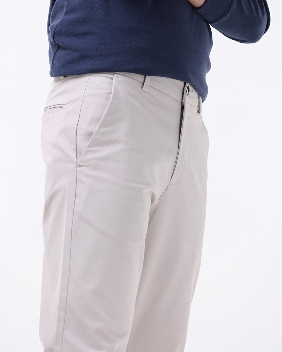 TAILORAEDGE Soft Cotton Chinos In Ecru