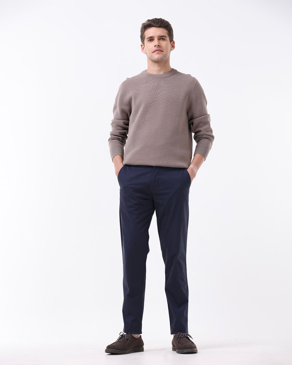 TAILORAEDGE Soft Cotton Chinos In Navy