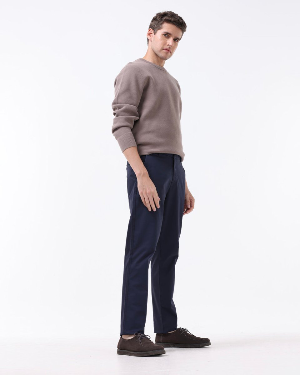 TAILORAEDGE Soft Cotton Chinos In Navy