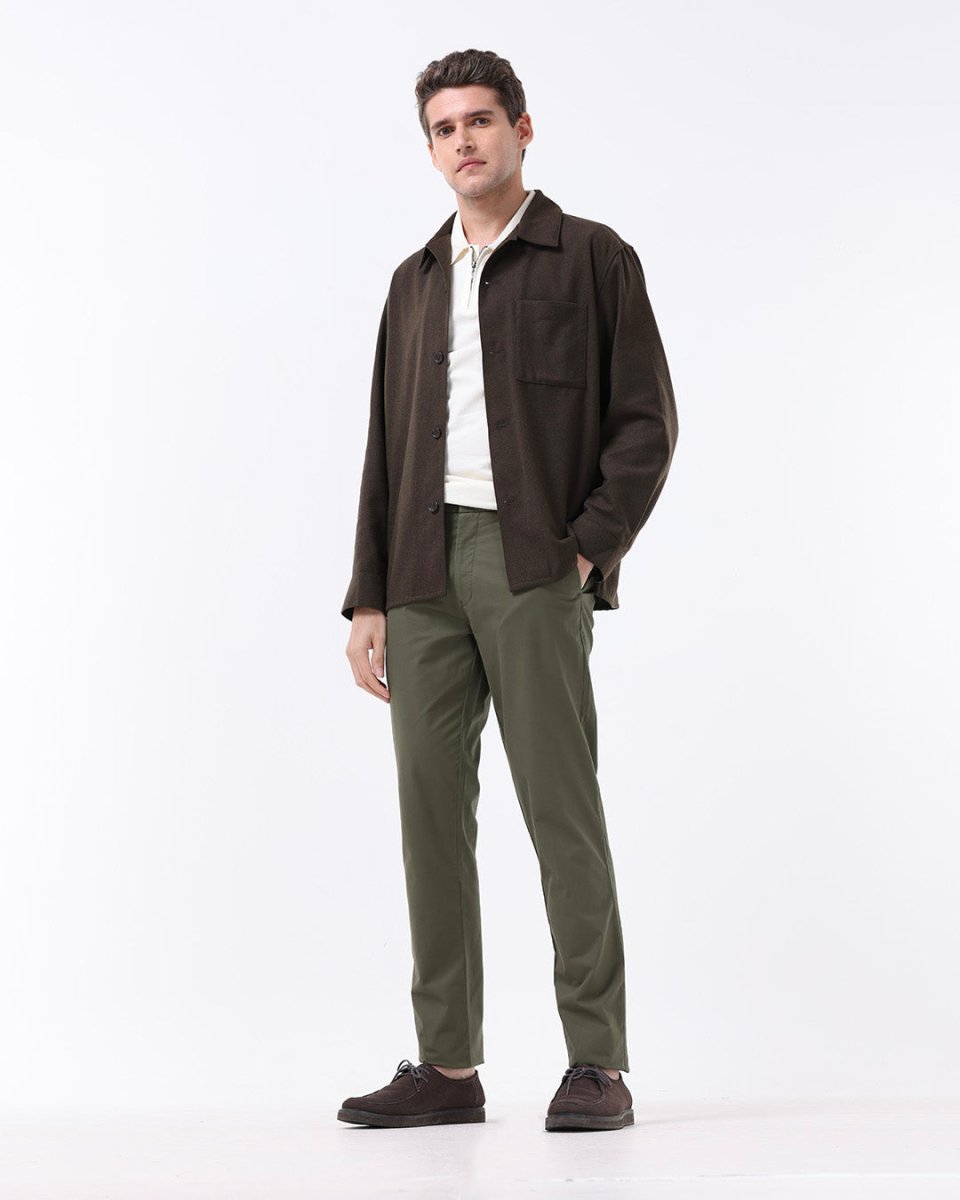 TAILORAEDGE Soft Cotton Chinos In Olive
