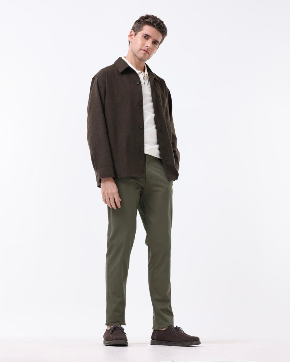 TAILORAEDGE Soft Cotton Chinos In Olive