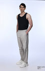 TAILORAEDGE Soft Cotton Relaxed Flexiwaist Pant In Beige