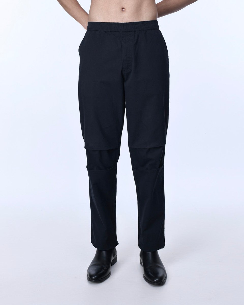 TAILORAEDGE Soft Cotton Relaxed Flexiwaist Pant In Black