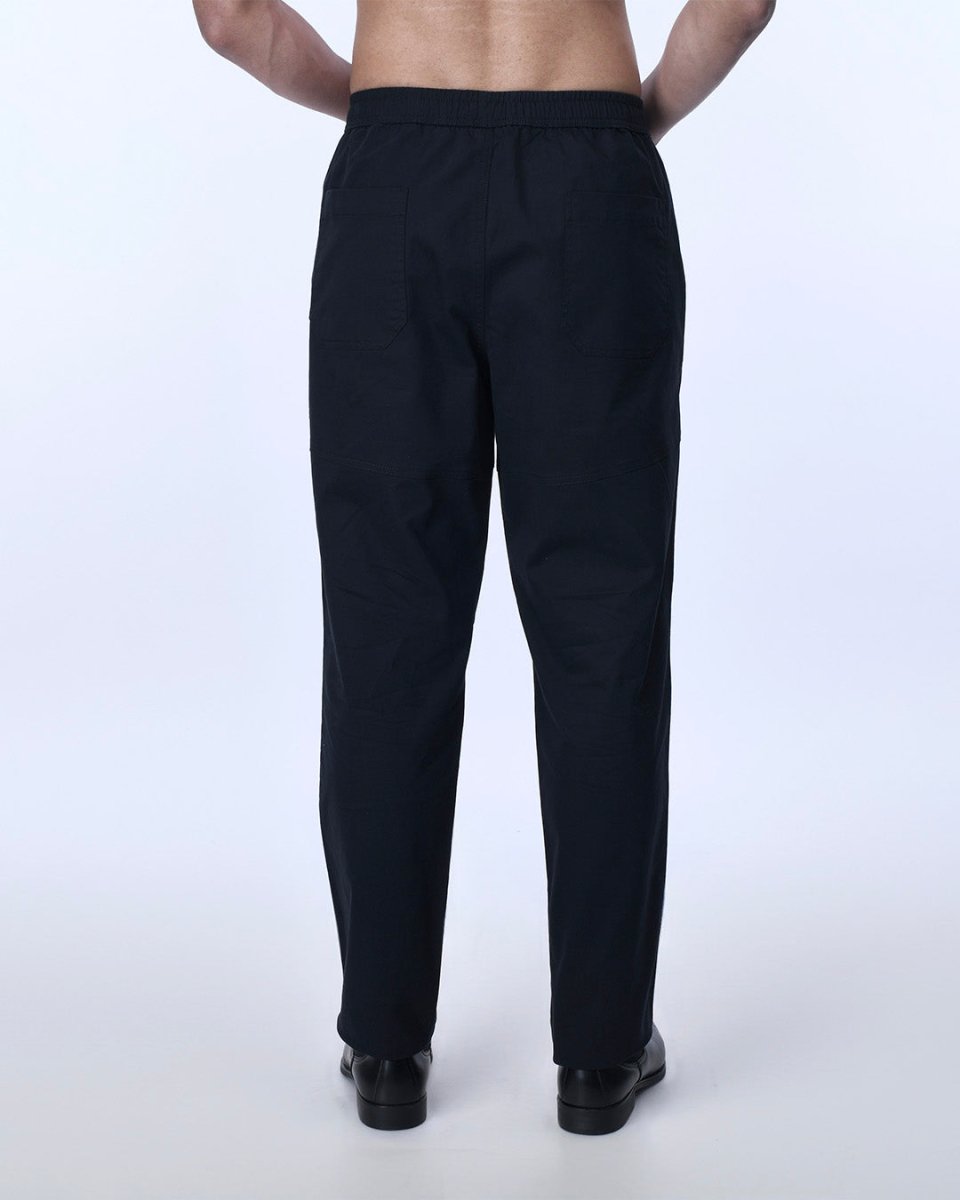 TAILORAEDGE Soft Cotton Relaxed Flexiwaist Pant In Black