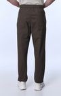 TAILORAEDGE Soft Cotton Relaxed Flexiwaist Pant In Brown