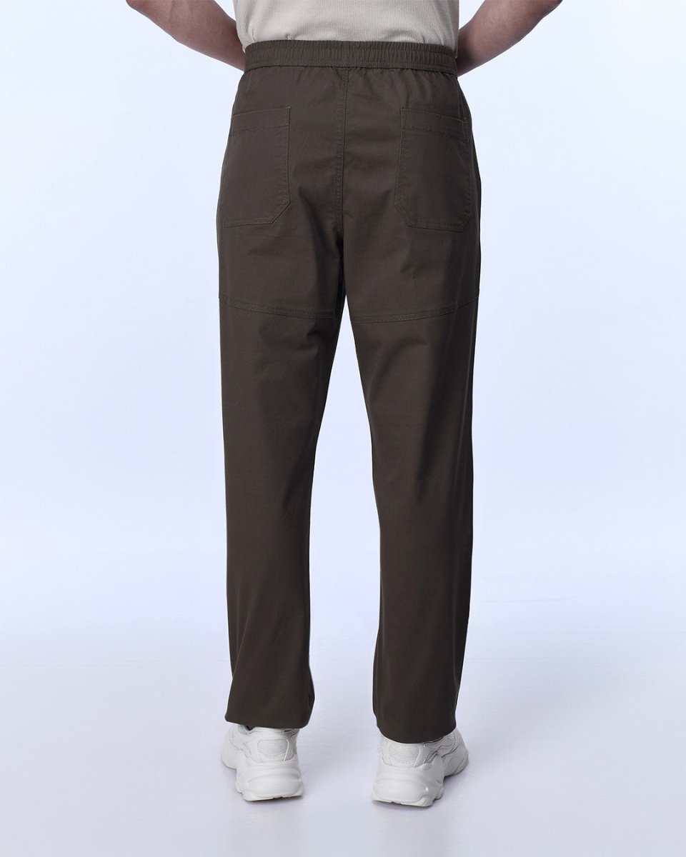 TAILORAEDGE Soft Cotton Relaxed Flexiwaist Pant In Brown