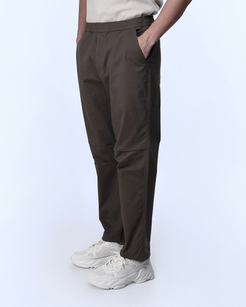 TAILORAEDGE Soft Cotton Relaxed Flexiwaist Pant In Brown