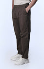 TAILORAEDGE Soft Cotton Relaxed Flexiwaist Pant In Brown