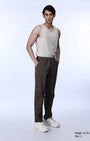 TAILORAEDGE Soft Cotton Relaxed Flexiwaist Pant In Brown