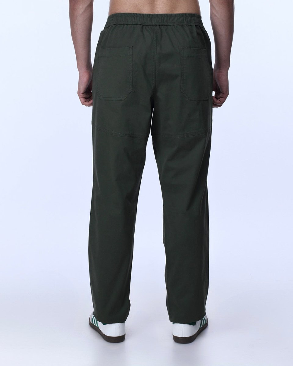 TAILORAEDGE Soft Cotton Relaxed Flexiwaist Pant In Green