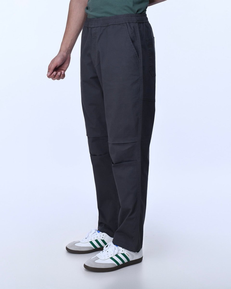 TAILORAEDGE Soft Cotton Relaxed Flexiwaist Pant In Grey