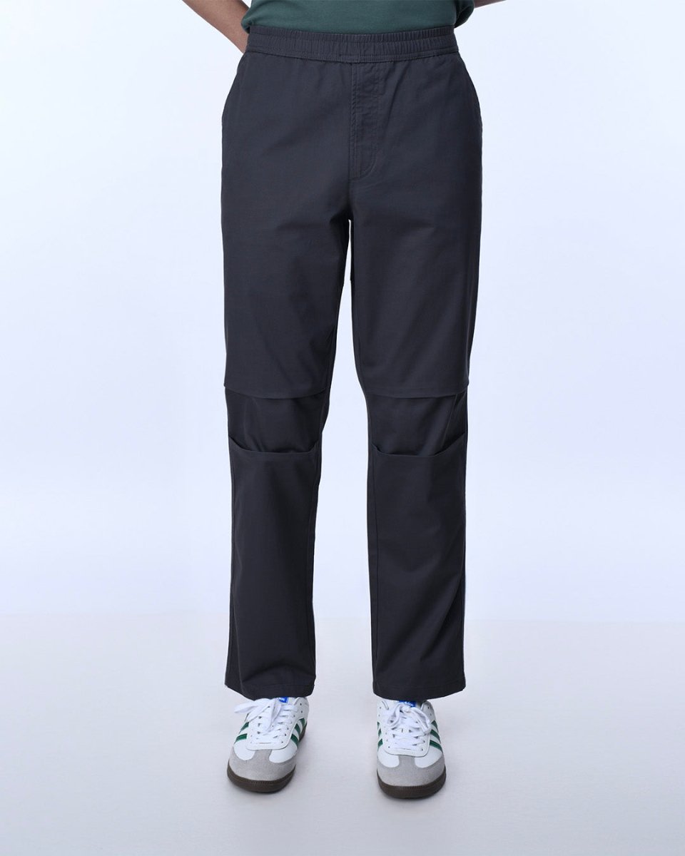 TAILORAEDGE Soft Cotton Relaxed Flexiwaist Pant In Grey