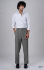 TAILORAEDGE Soft Iron Flexi Pinstriped Relaxed Pants In Grey