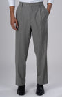 TAILORAEDGE Soft Iron Flexi Pinstriped Relaxed Pants In Grey