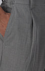 TAILORAEDGE Soft Iron Flexi Pinstriped Relaxed Pants In Grey