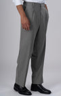 TAILORAEDGE Soft Iron Flexi Pinstriped Relaxed Pants In Grey