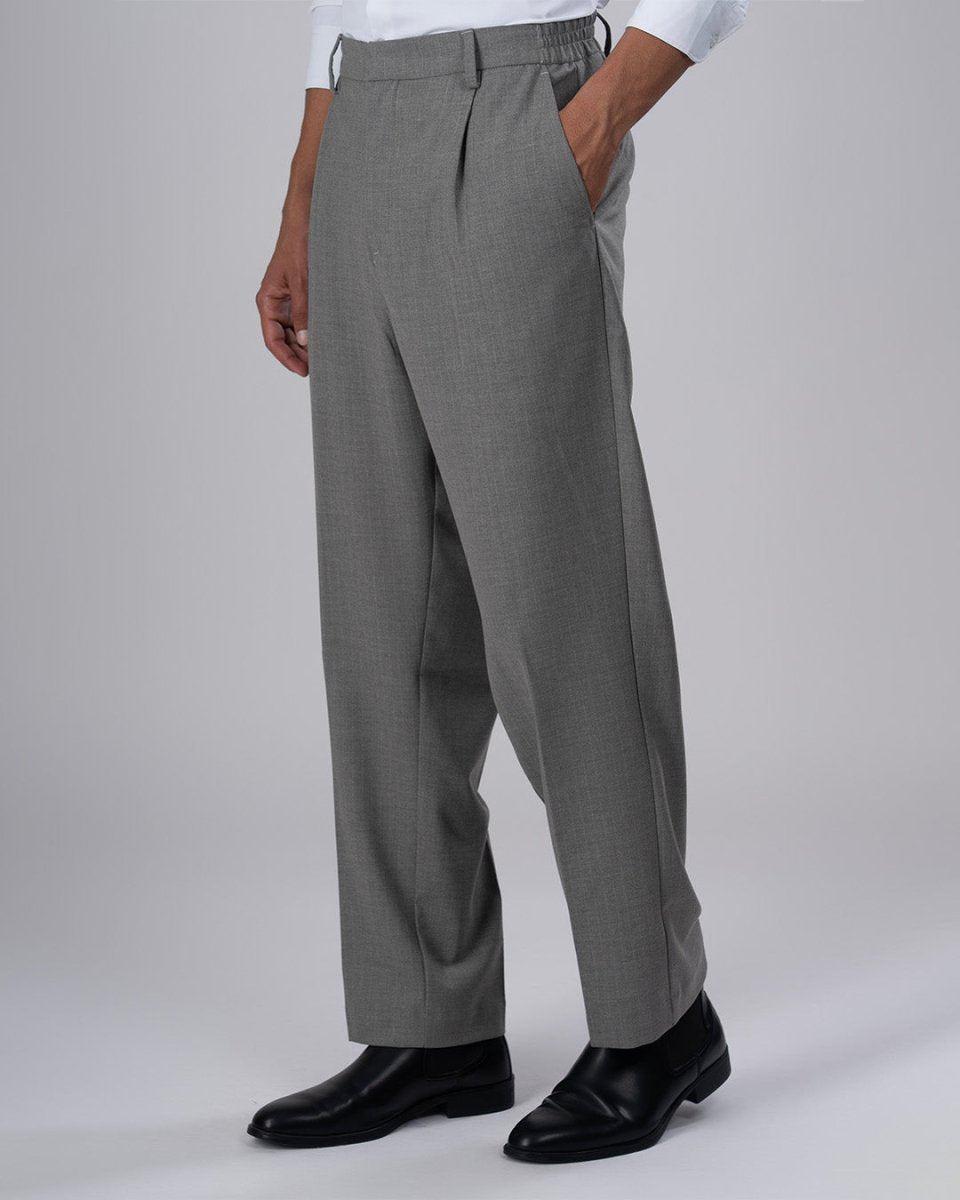 TAILORAEDGE Soft Iron Flexi Pinstriped Relaxed Pants In Grey