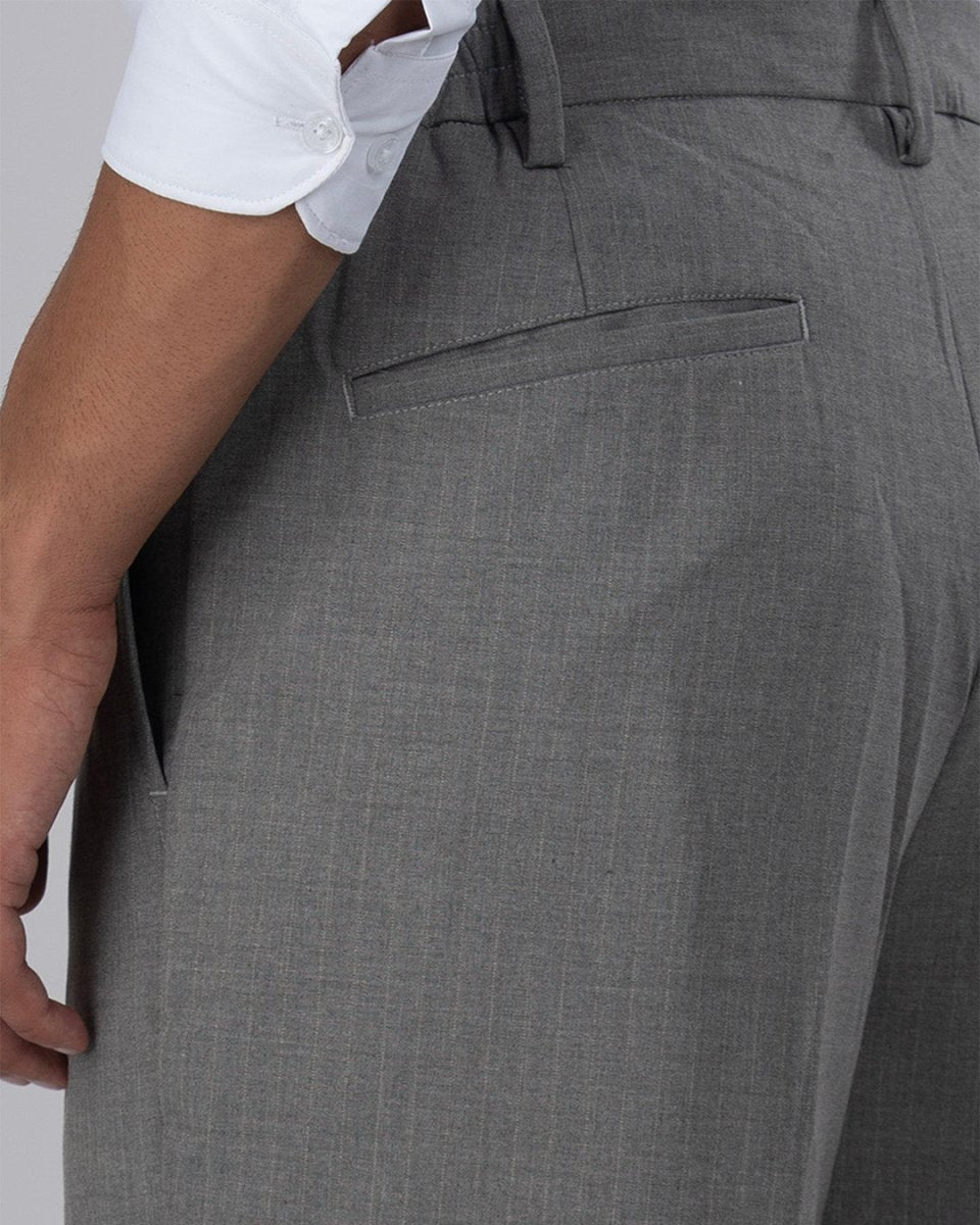 TAILORAEDGE Soft Iron Flexi Pinstriped Relaxed Pants In Grey