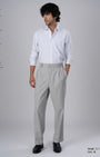 TAILORAEDGE Soft Iron Flexi Pinstriped Relaxed Pants In Light Grey