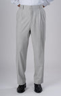 TAILORAEDGE Soft Iron Flexi Pinstriped Relaxed Pants In Light Grey