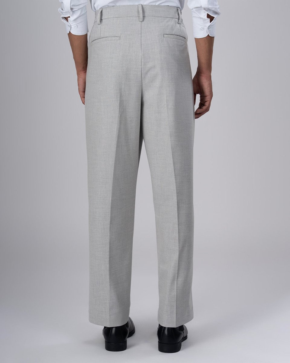 TAILORAEDGE Soft Iron Flexi Pinstriped Relaxed Pants In Light Grey