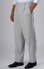 TAILORAEDGE Soft Iron Flexi Pinstriped Relaxed Pants In Light Grey