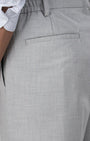 TAILORAEDGE Soft Iron Flexi Pinstriped Relaxed Pants In Light Grey