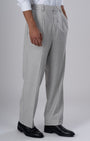 TAILORAEDGE Soft Iron Flexi Pinstriped Relaxed Pants In Light Grey
