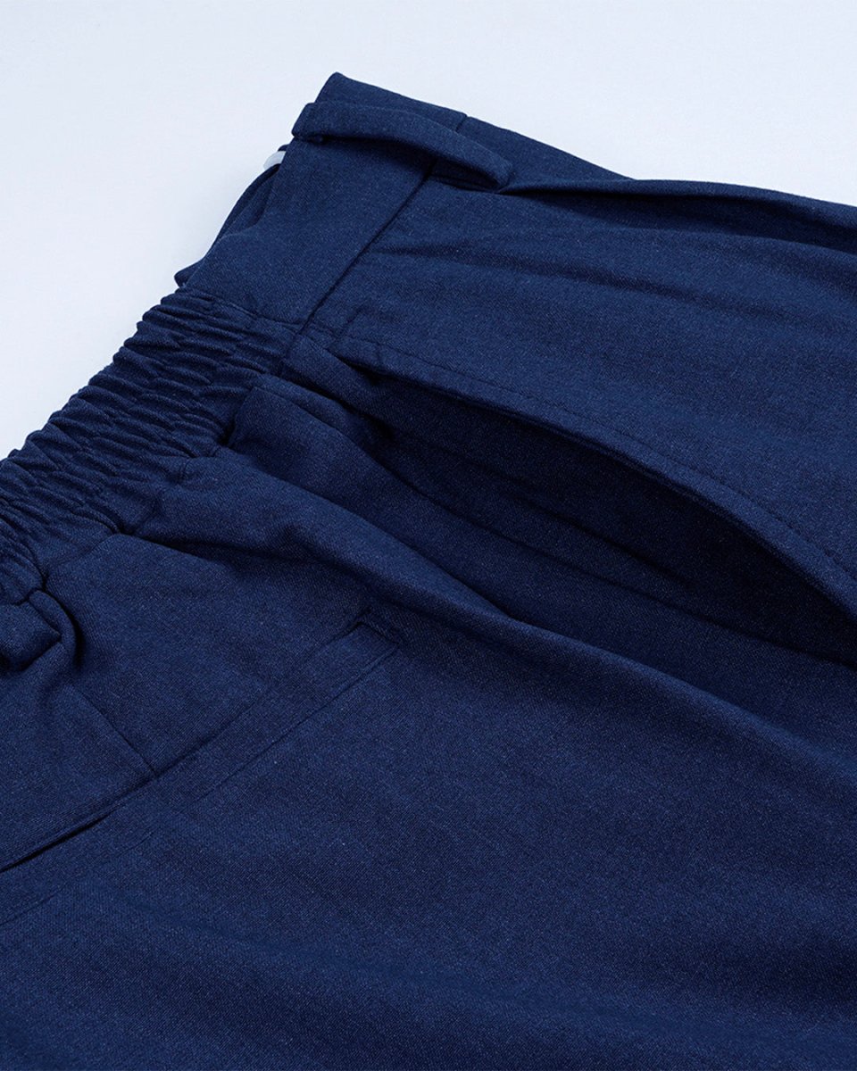 TAILORAEDGE Soft Iron Flexi Relaxed Trouser In Blue