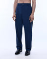 TAILORAEDGE Soft Iron Flexi Relaxed Trouser In Blue
