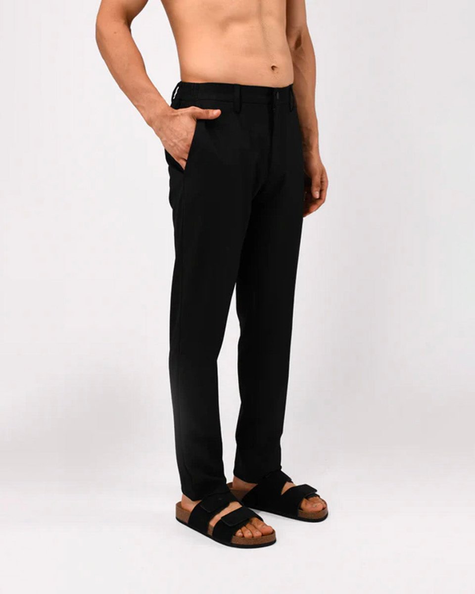 TAILORAEDGE Soft Iron Flexi Tailored Trouser In Black