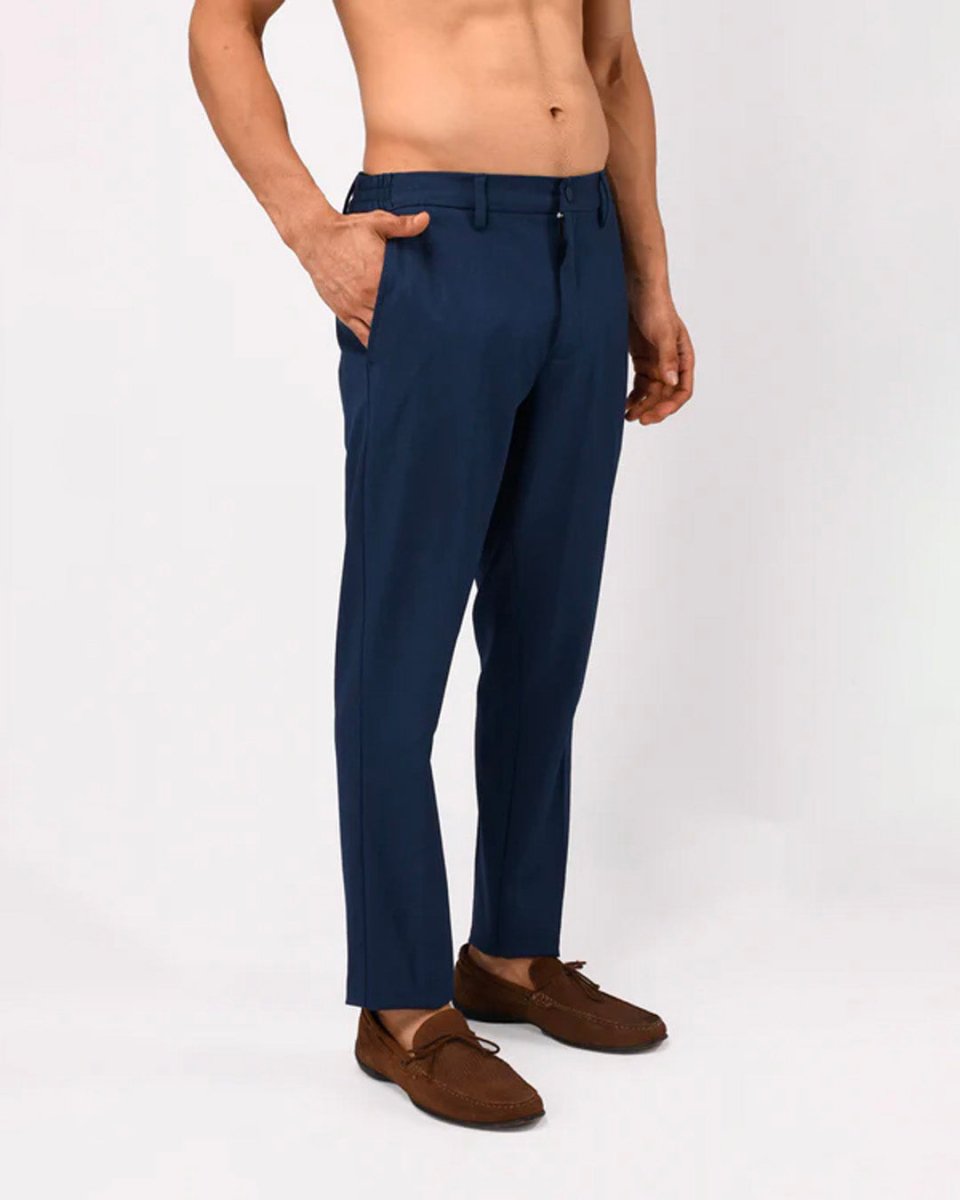 TAILORAEDGE Soft Iron Flexi Tailored Trouser In Blue