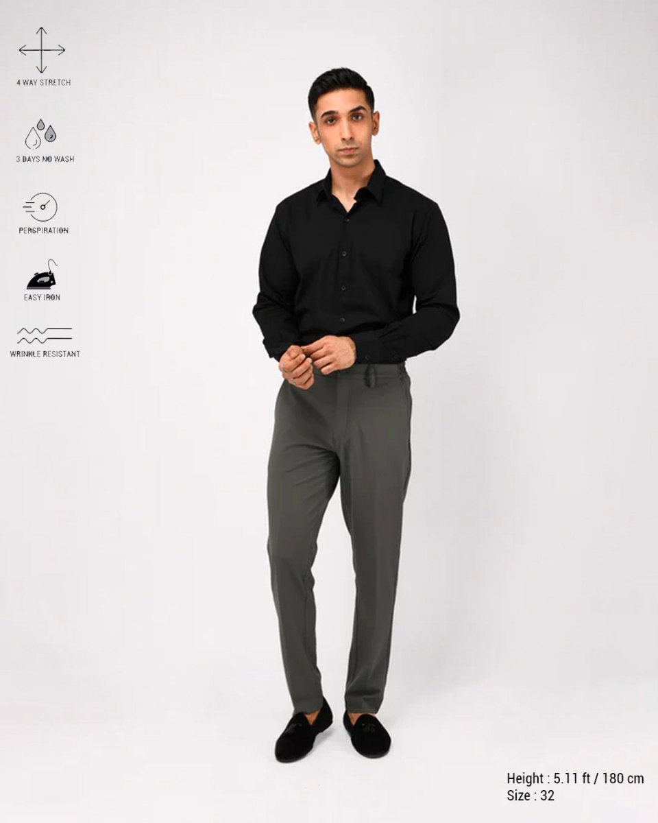 TAILORAEDGE Soft Iron Flexi Tailored Trouser In Grey