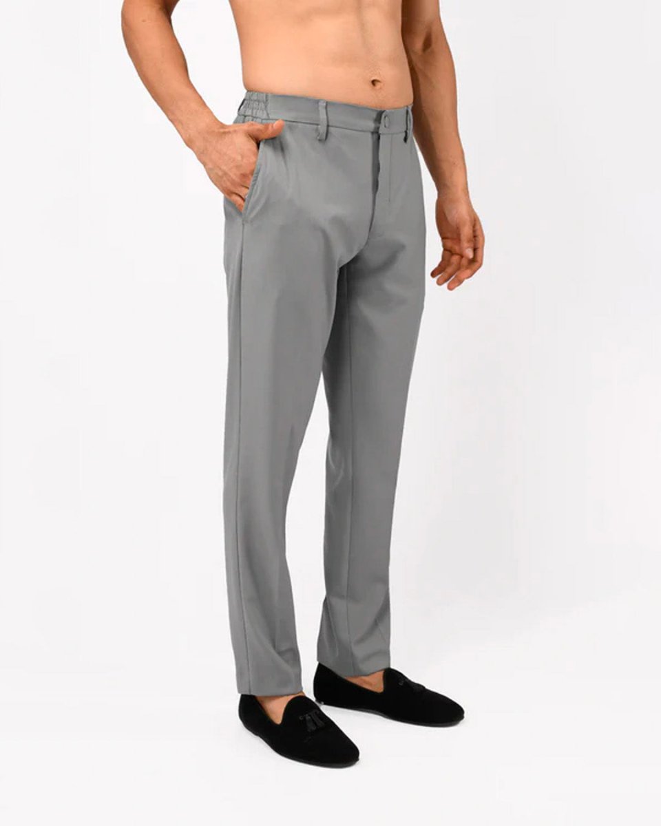 TAILORAEDGE Soft Iron Flexi Tailored Trouser In Light Grey