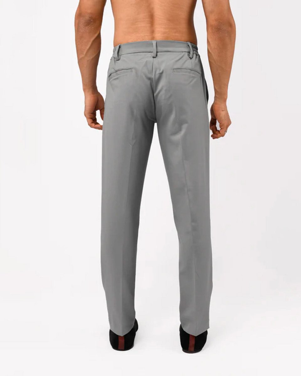 TAILORAEDGE Soft Iron Flexi Tailored Trouser In Light Grey