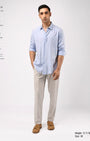 TAILORAEDGE Soft Lyocell Melange Shirt In Blue