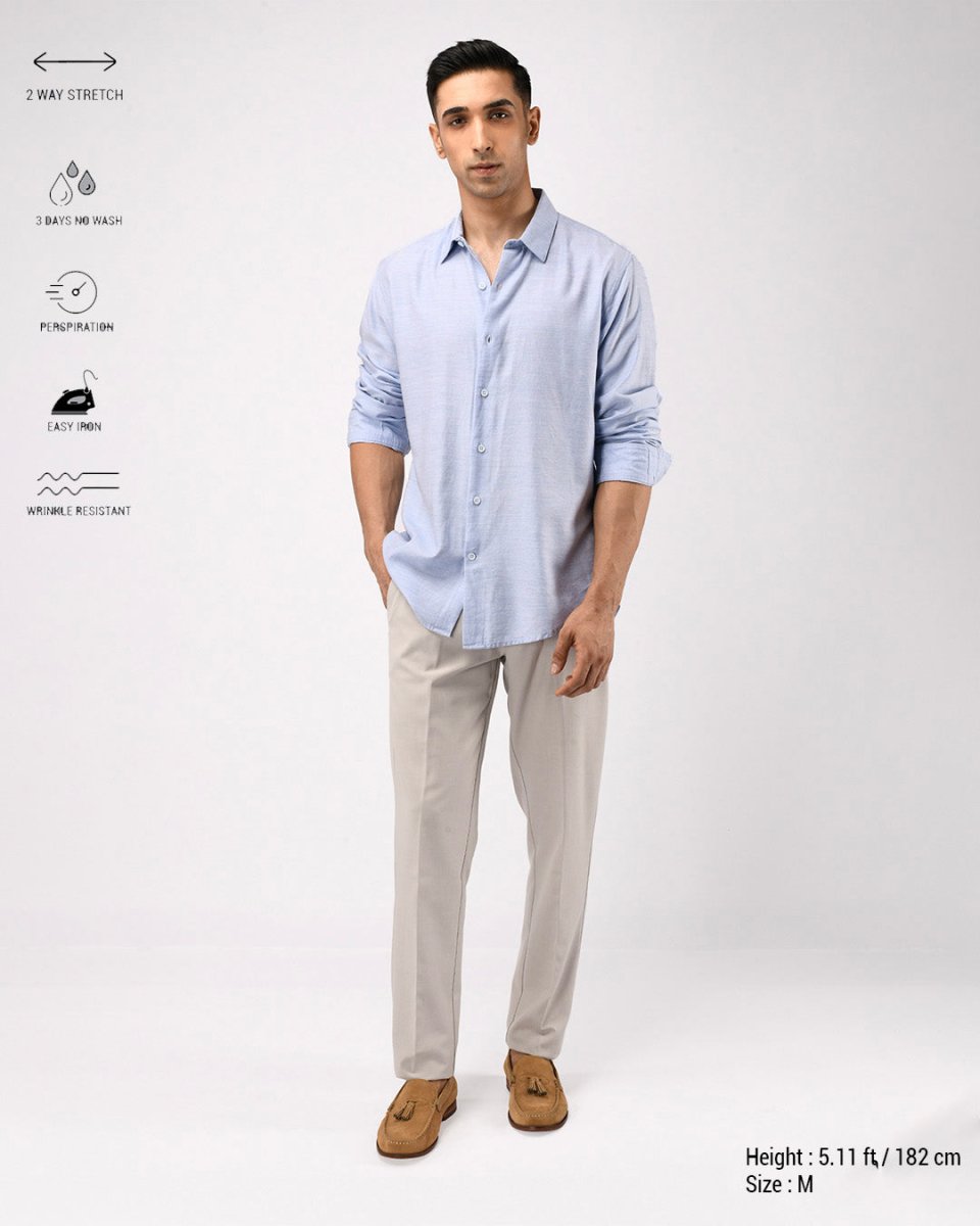 TAILORAEDGE Soft Lyocell Melange Shirt In Blue