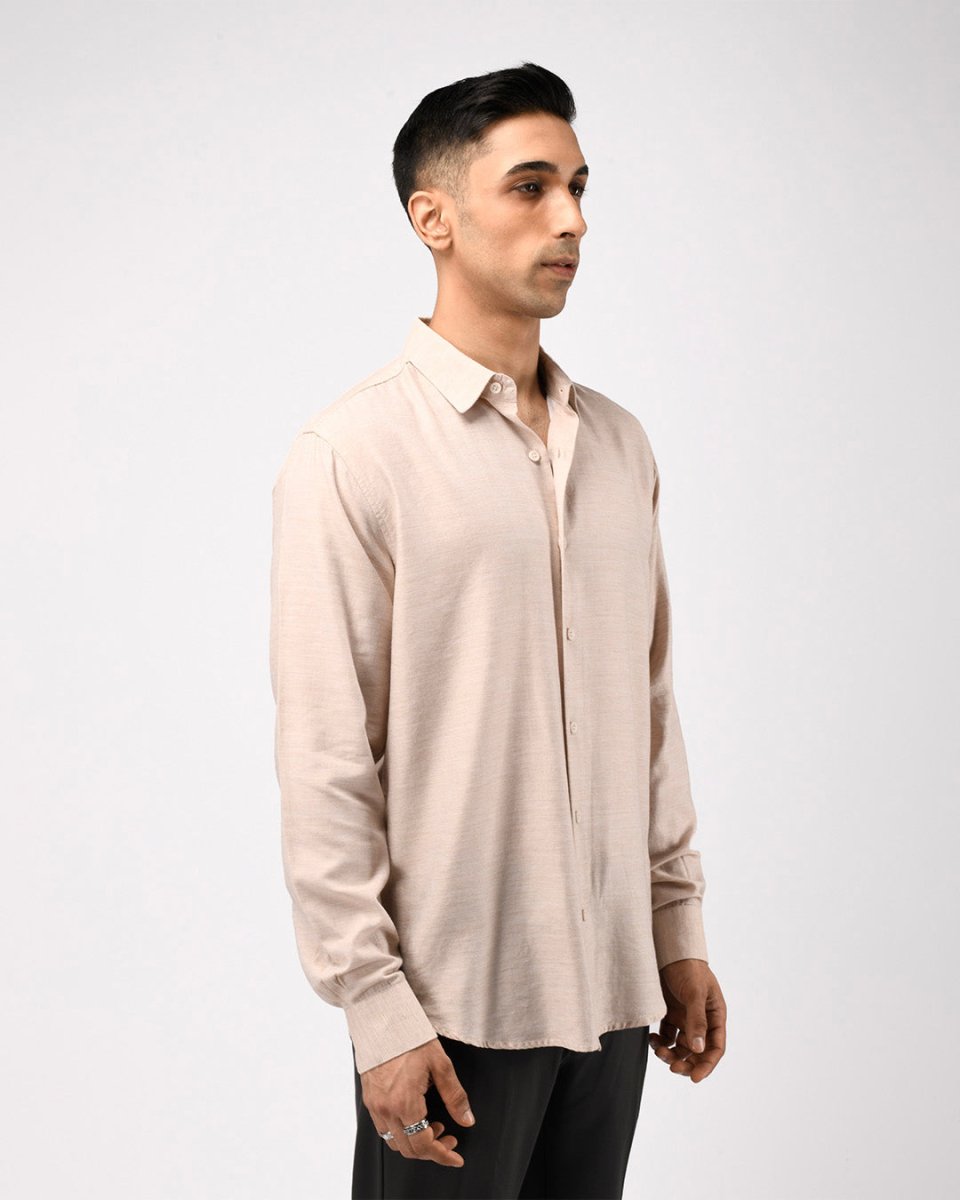 TAILORAEDGE Soft Lyocell Melange Shirt In Cream