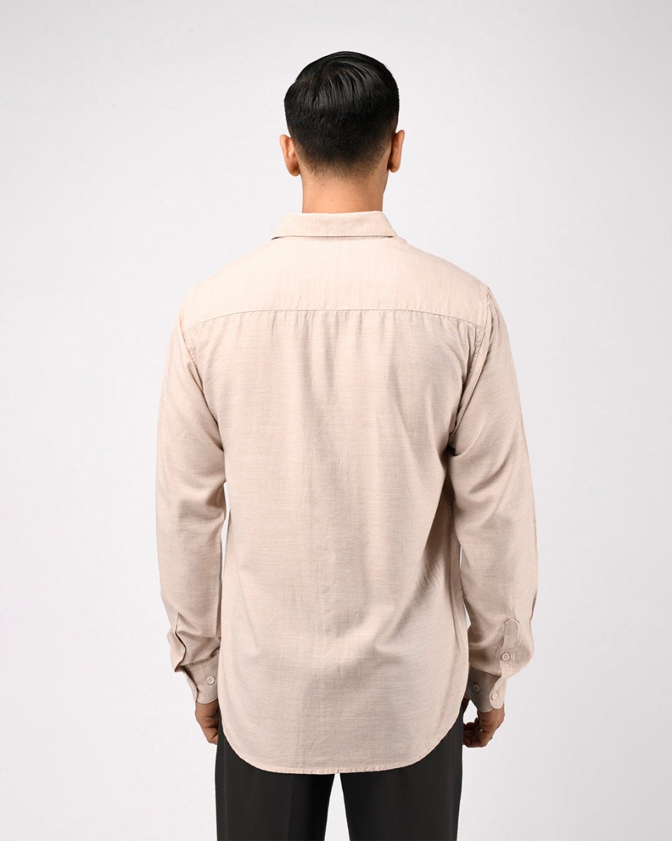 TAILORAEDGE Soft Lyocell Melange Shirt In Cream